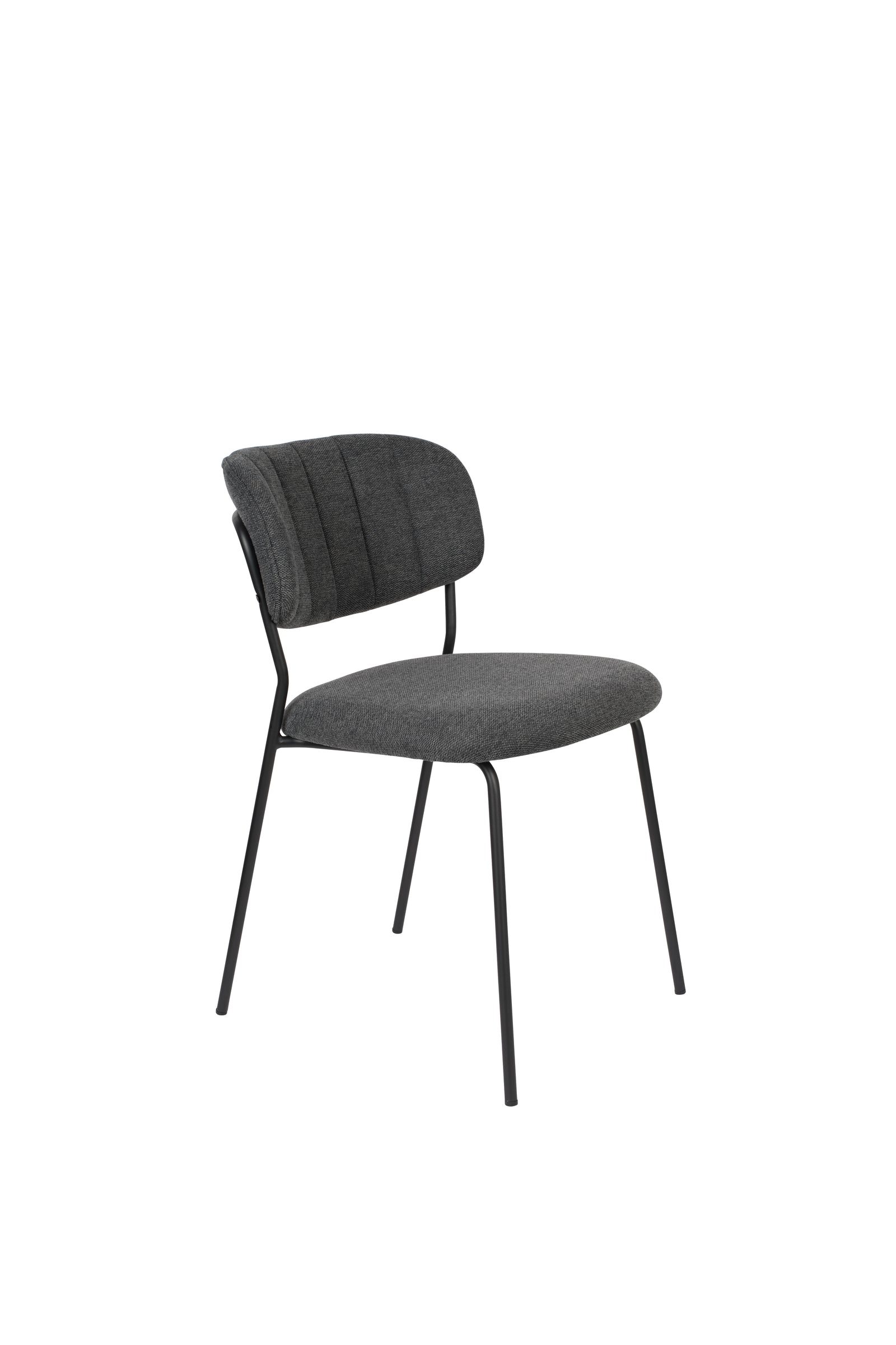 Produktbillede af WHITE LABEL LIVING Jolien spisebordsstol mørkegrå polyester/nylon og sort stål i premium kvalitet