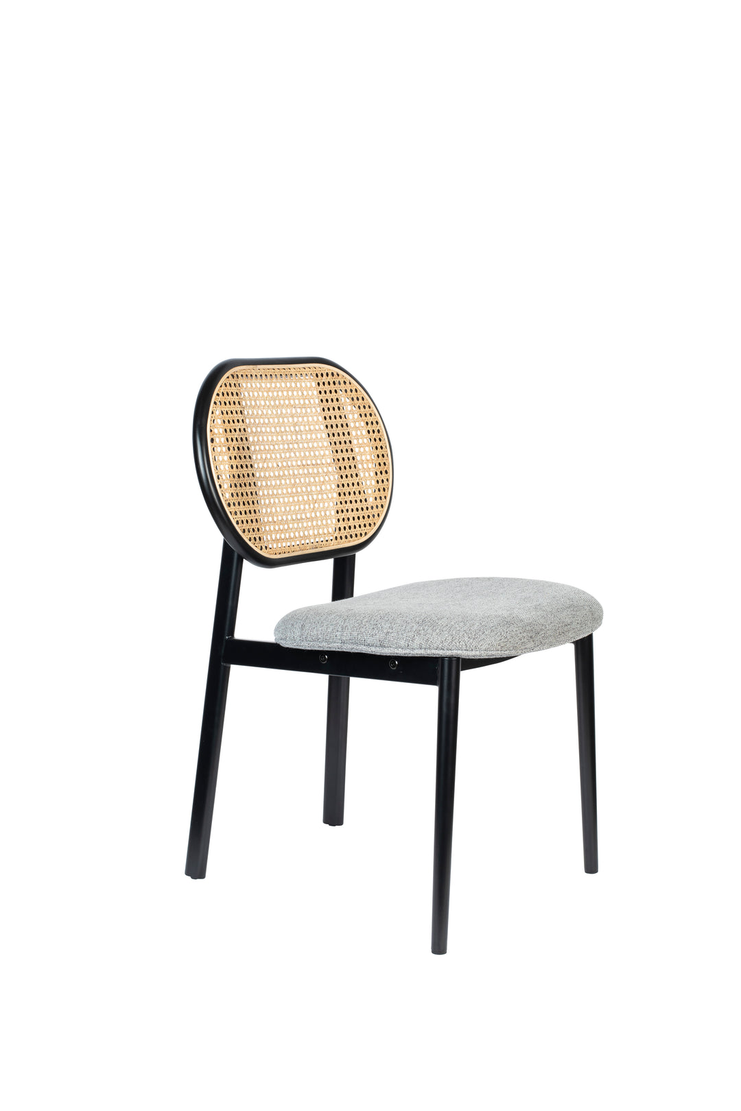 ZUIVER Spike spisebordsstol natur rattan grå polyester og sort stål