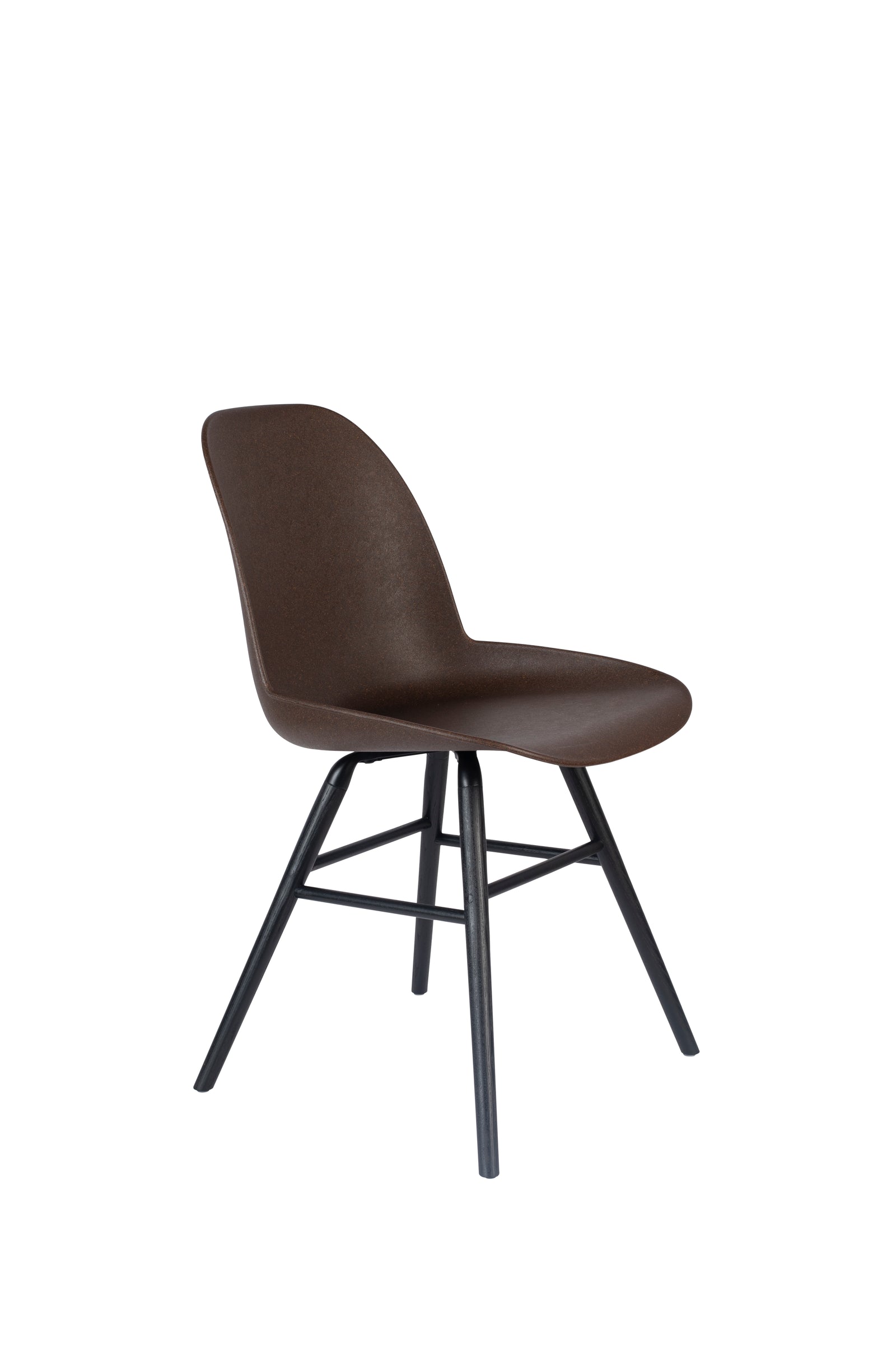 Produktbillede af ZUIVER Albert Kuip spisebordsstol brun plastik/genanvendt kaffegrums og sort asketræ i premium kvalitet