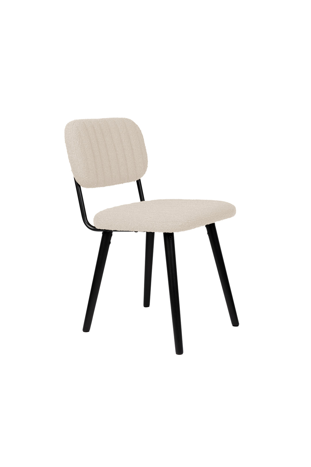 WHITE LABEL LIVING Jake spisebordsstol offwhite bouclé og egetræ