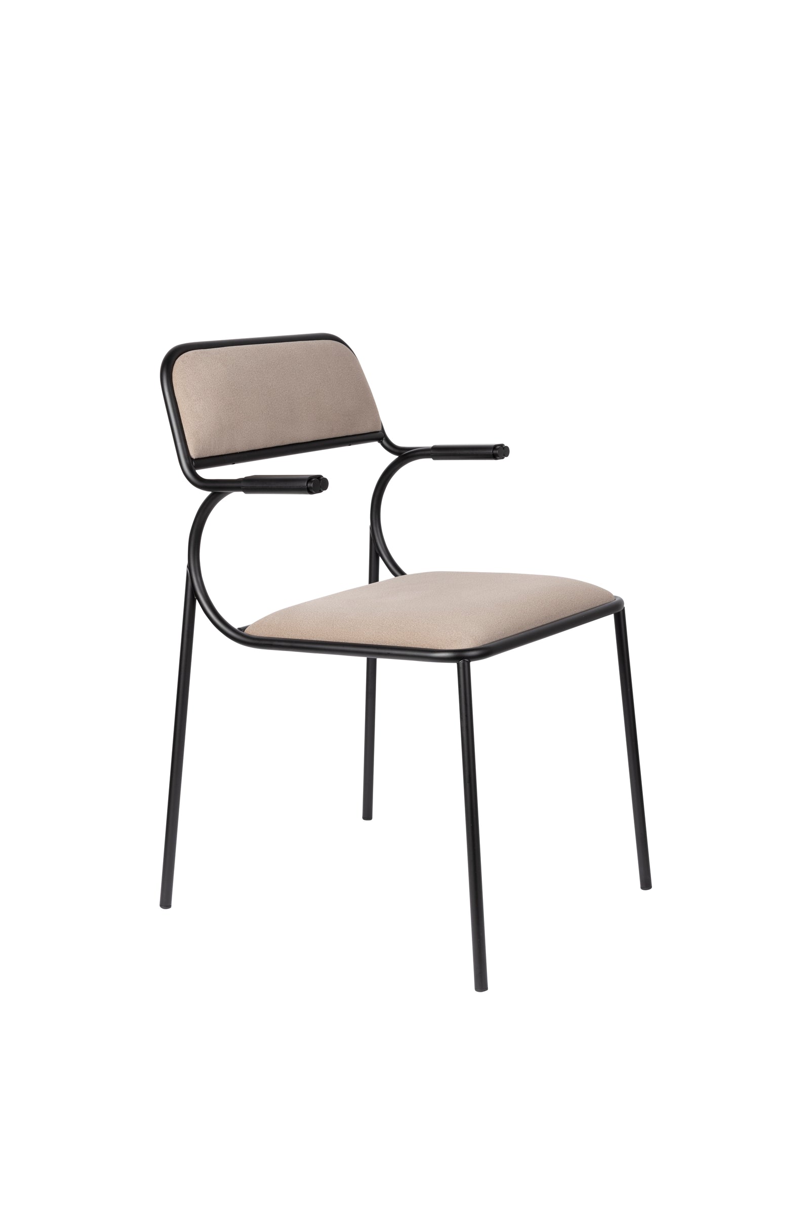 Produktbillede af ZUIVER Alba lænestol m. armlæn beige fløjl og sort metal i premium kvalitet