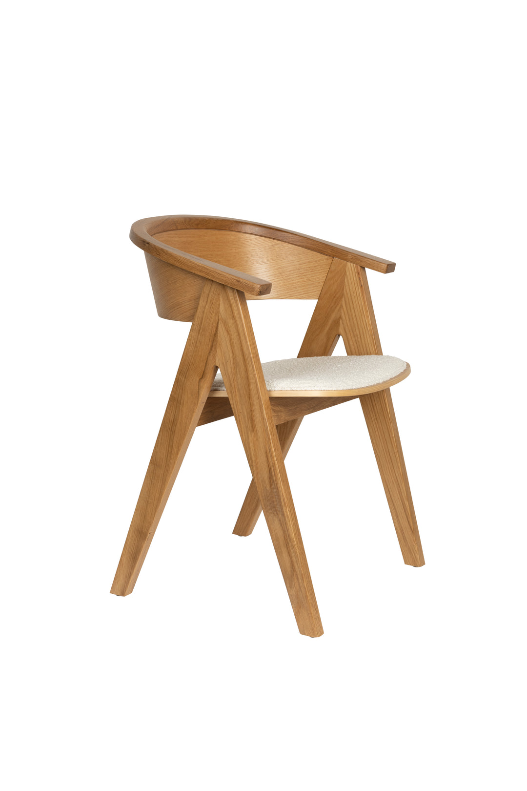 ZUIVER NDSM lænestol m. armlæn beige bouclé stof og natur egetræ