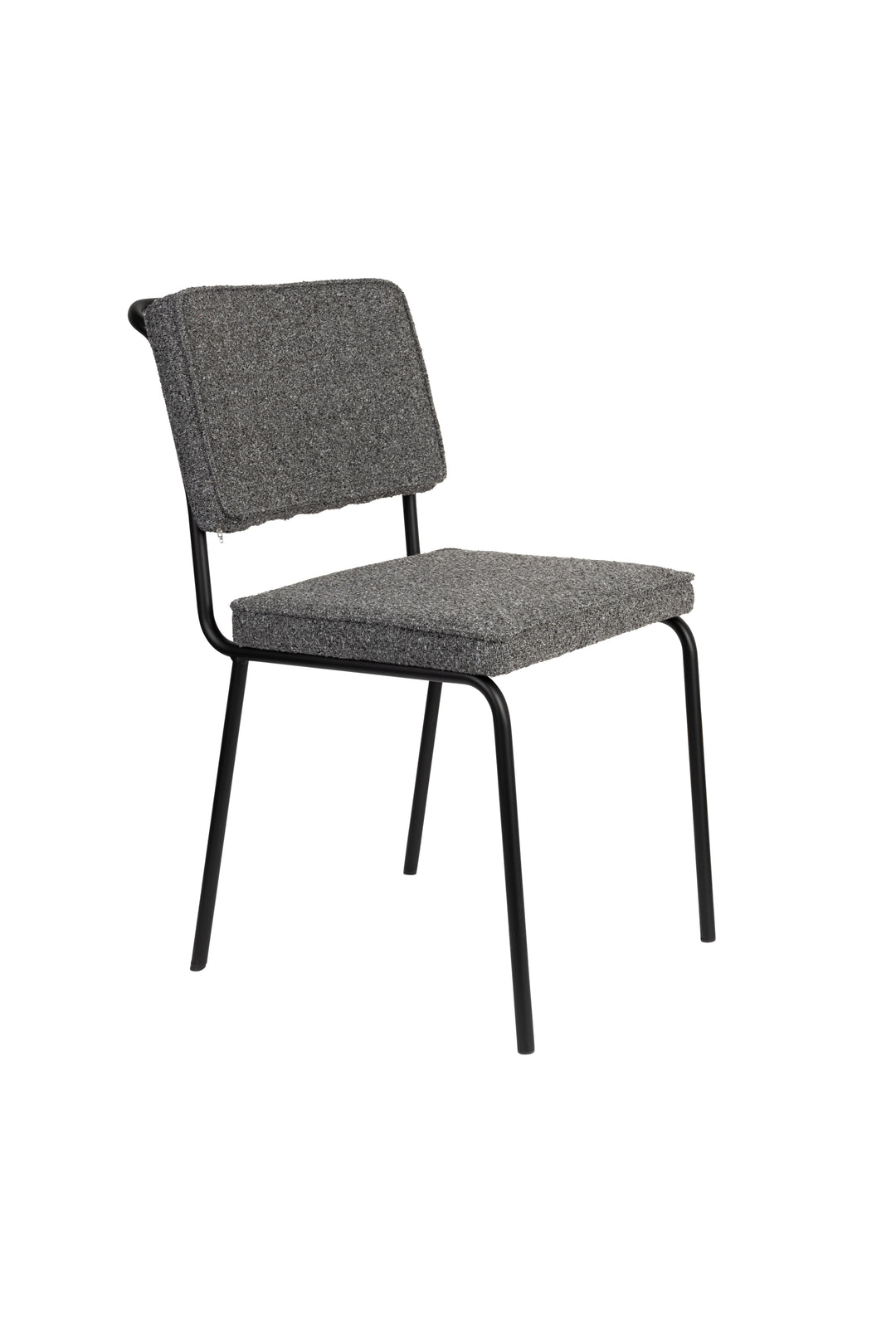 Produktbillede af ZUIVER Buddy spisebordsstol grå bouclé stof og sort metal i premium kvalitet