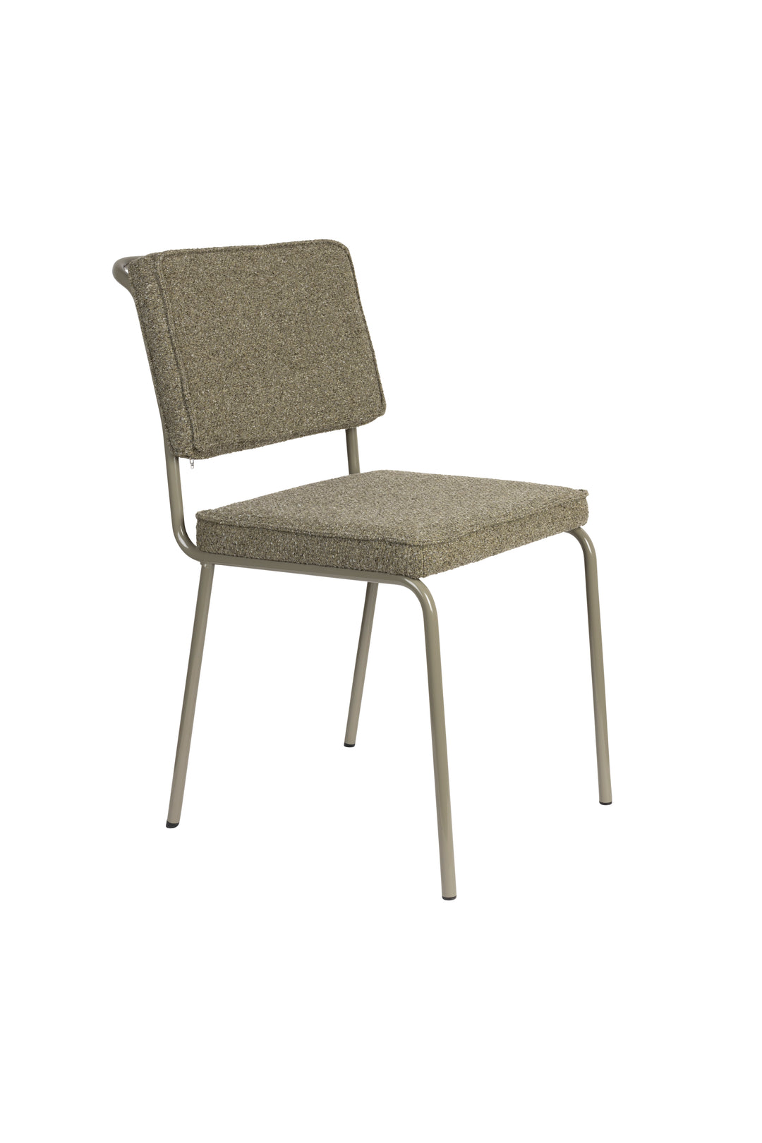 Produktbillede af ZUIVER Buddy spisebordsstol olivengrøn bouclé stof og olivengrøn metal i premium kvalitet