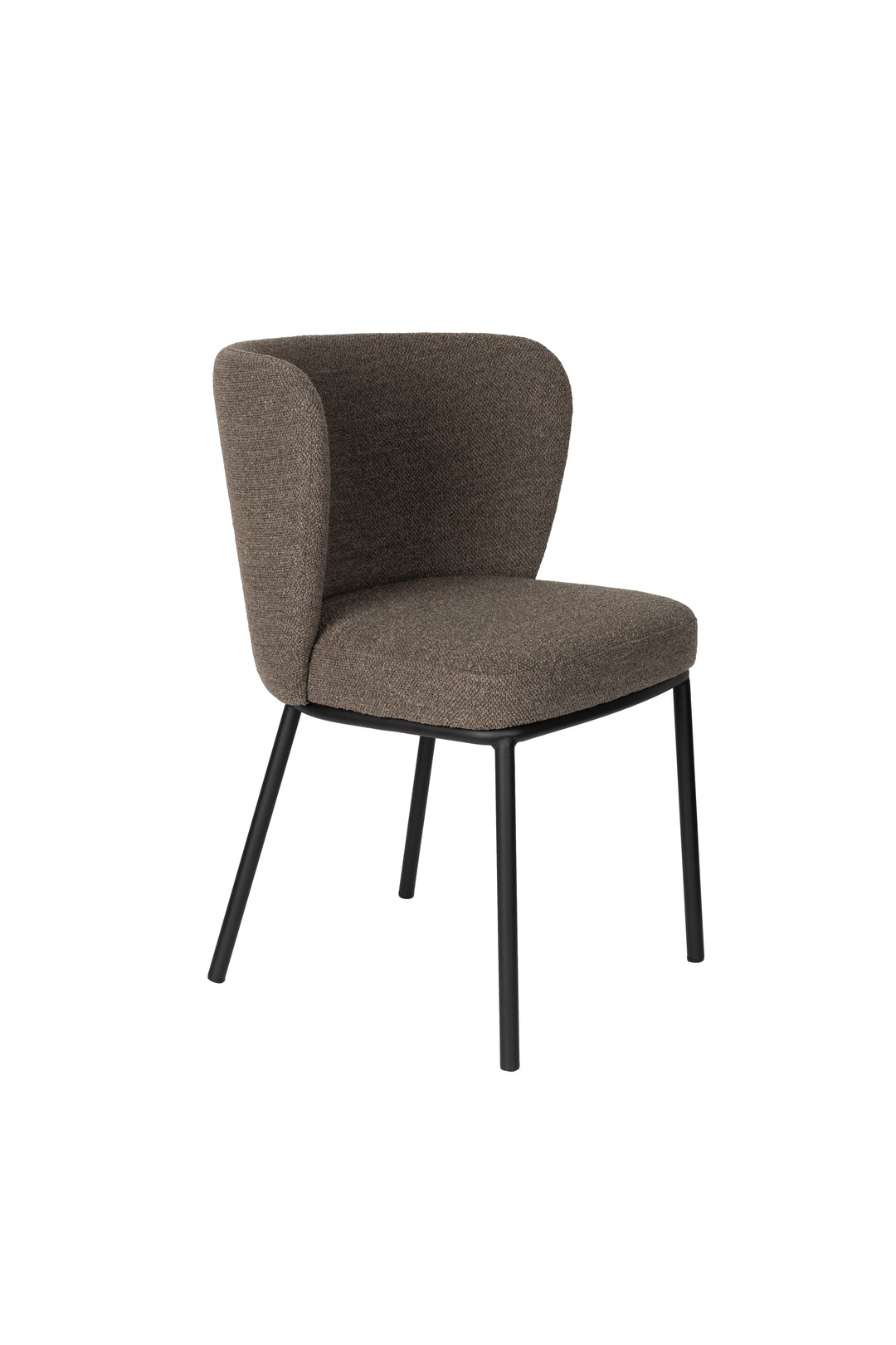 WHITE LABEL LIVING Guus spisebordsstol brun bouclé polyester og sort metal