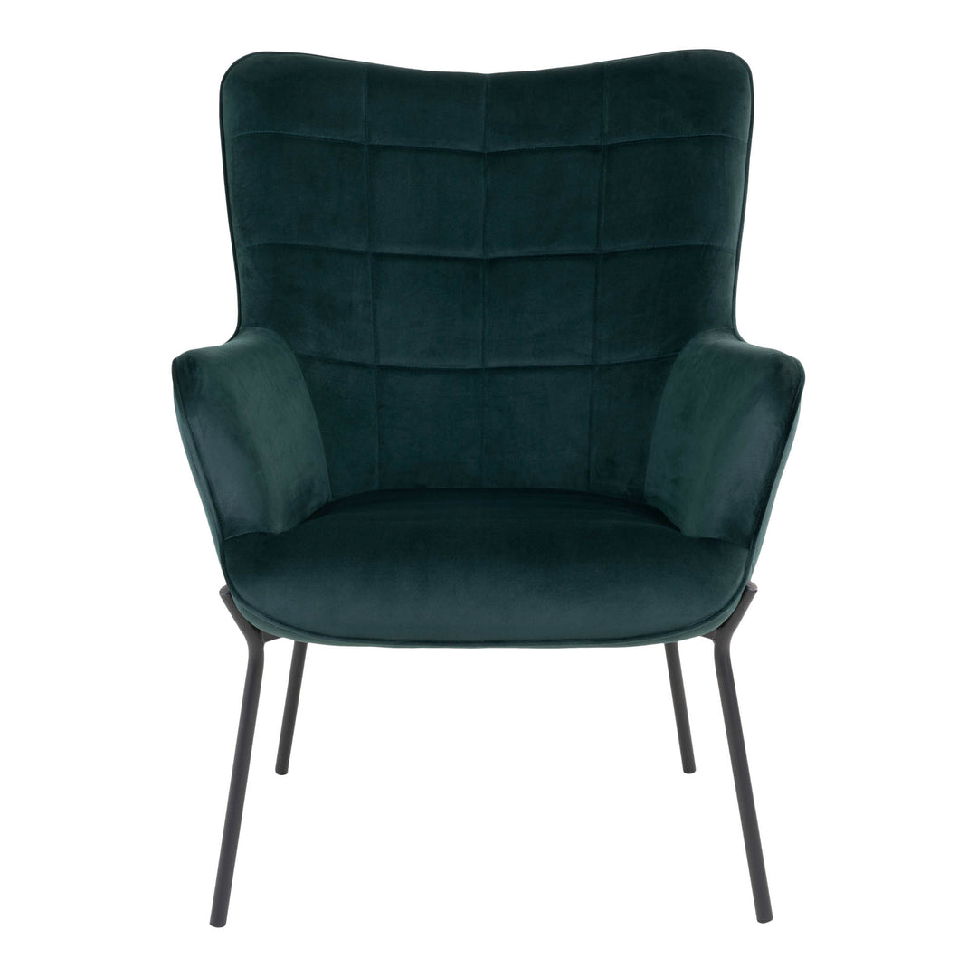 Produktbillede af House Nordic Glasgow Stol grøn velour med sorte ben 98 i premium kvalitet