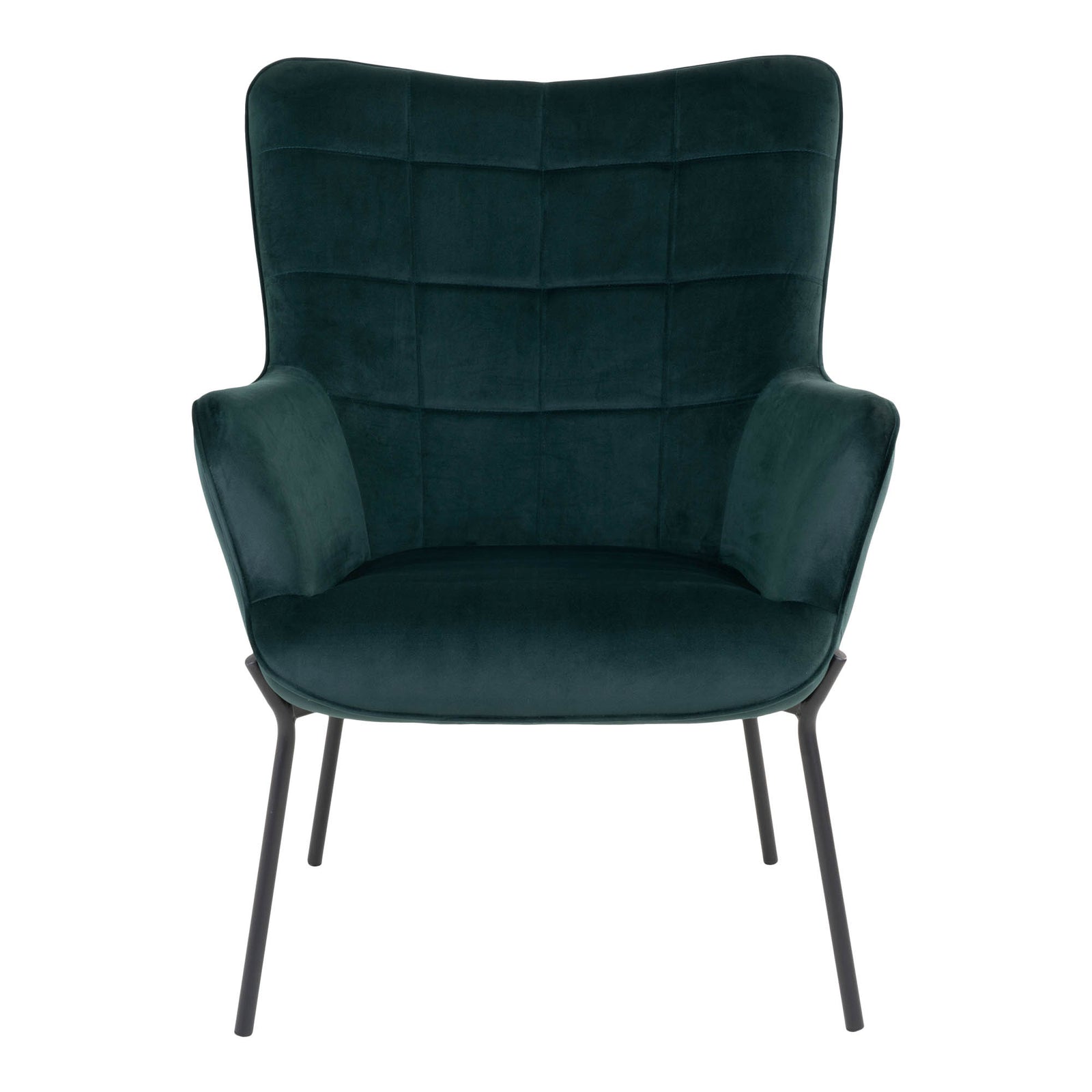 Produktbillede af House Nordic Glasgow Stol grøn velour med sorte ben 98 i premium kvalitet