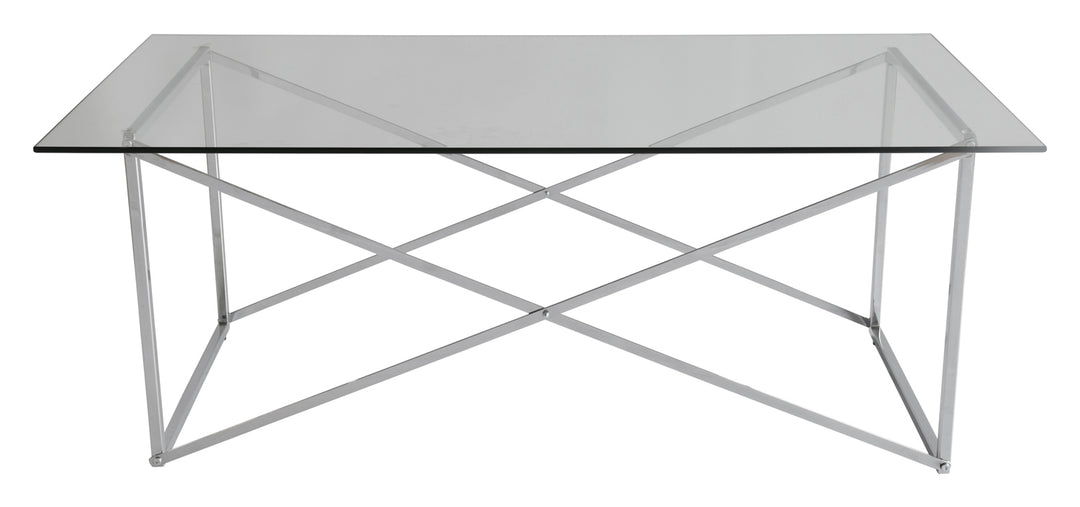 RGE Cross sofabord glas/sølv glas/metal rektangulær 120x65