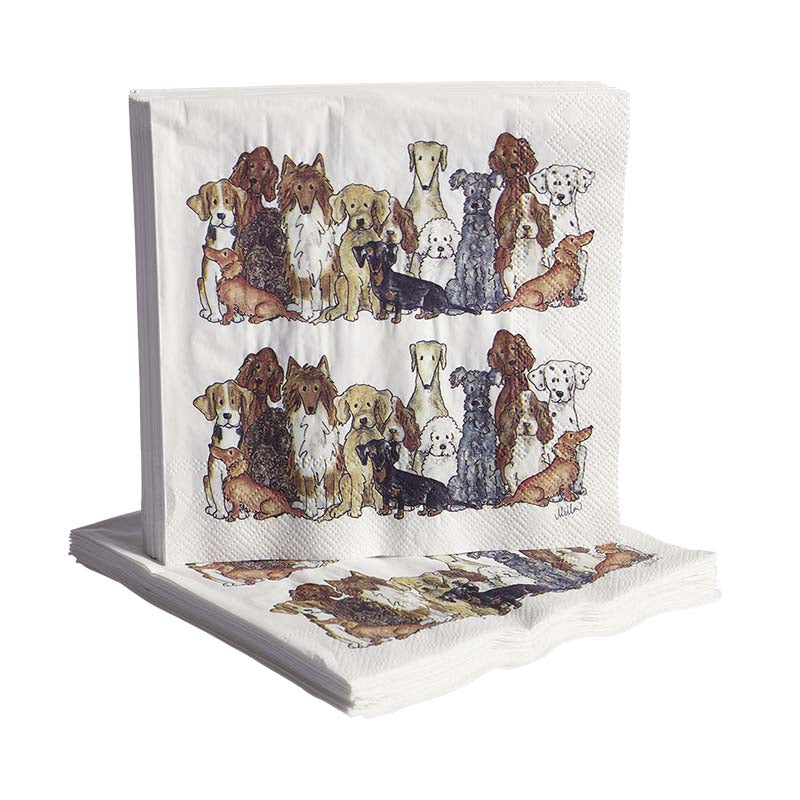 Produktbillede af Nääsgränsgården Papirservieter Hund 20stk 33x33cm i premium kvalitet
