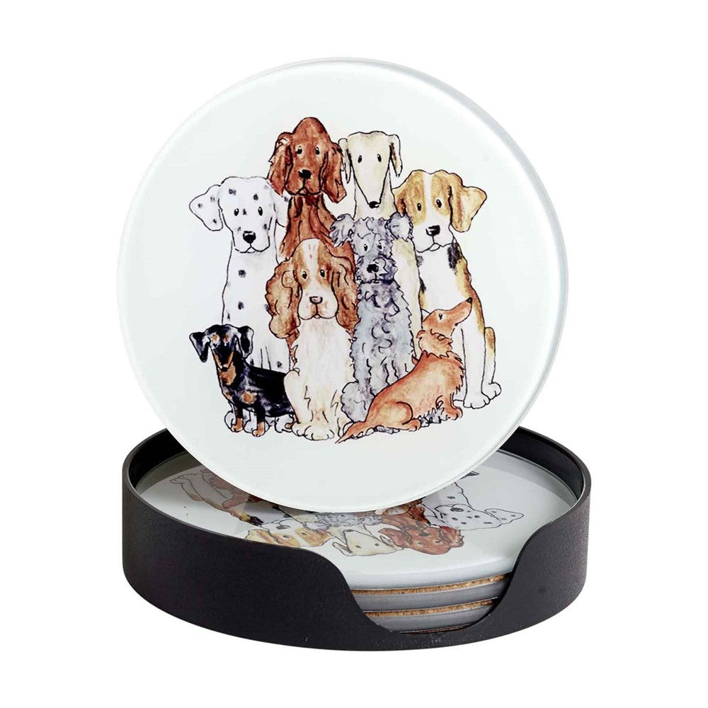 Produktbillede af Nääsgränsgården Coaster Dog 4stk Ø10cm Glasbrikker i premium kvalitet