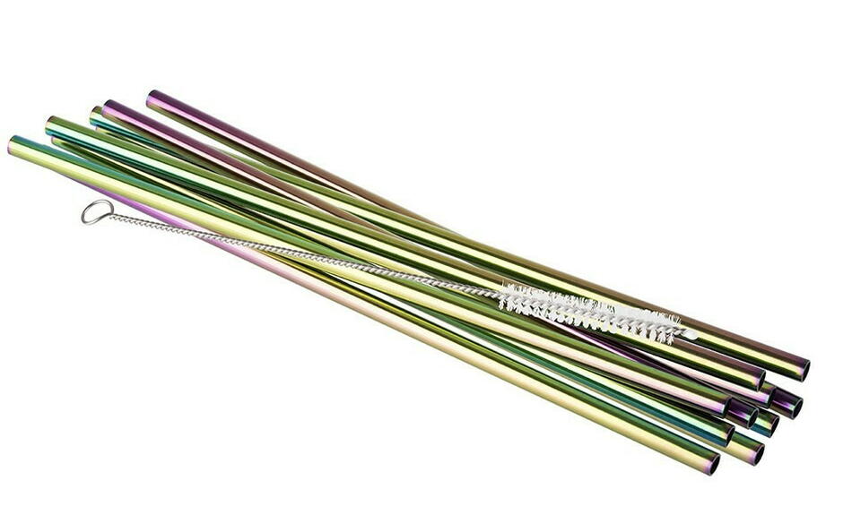 Produktbillede af Sugerør Stål Rainbow Look 11 Stk 21,5cm 6ø på tilbud – premium kvalitet og detaljer