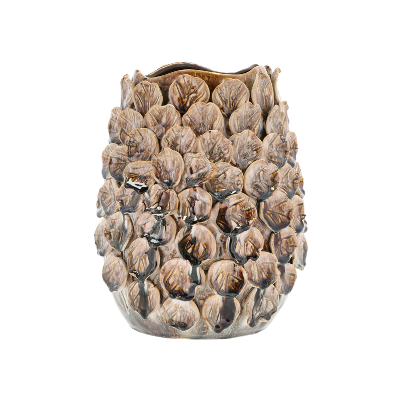 Produktbillede af VILLA COLLECTION Aug vase/skjuler rund major brun stentøj Ø25 i premium kvalitet