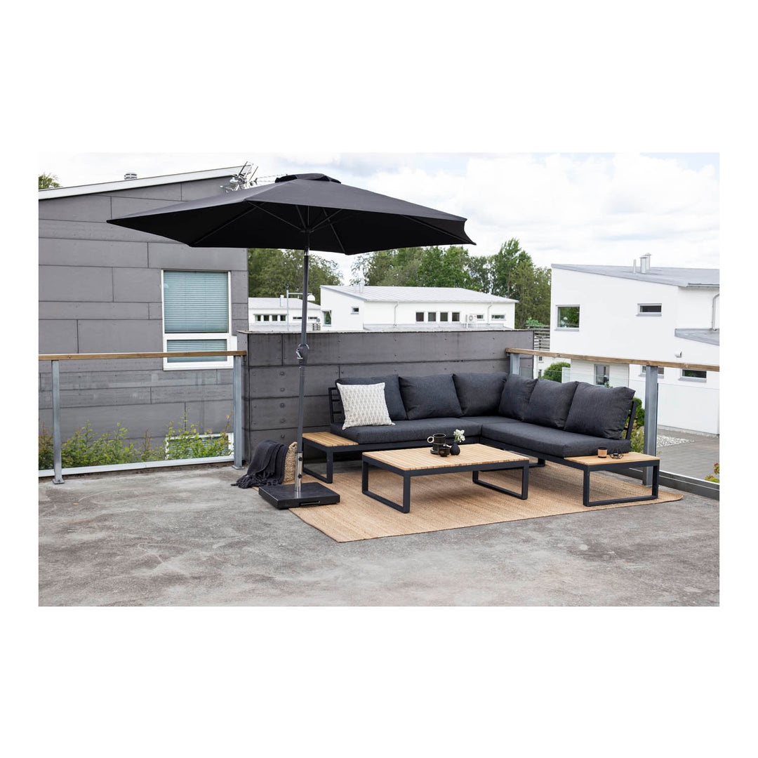 VENTURE DESIGN Leeds parasol 3m grå aluminium og sort stof