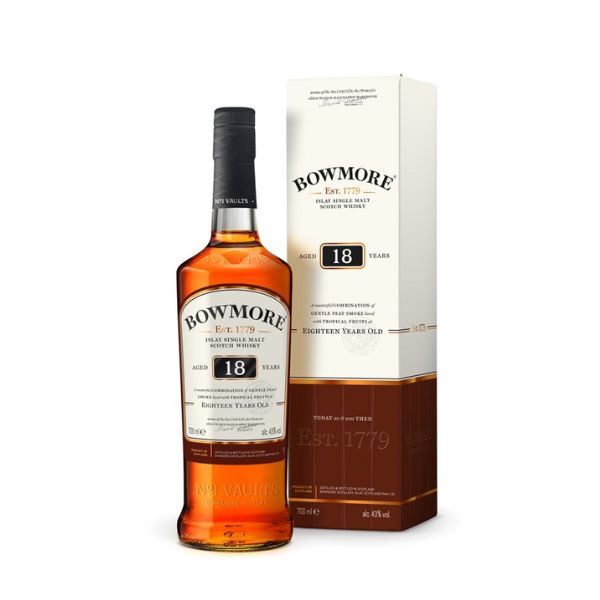 Produktbillede af Bowmore 18 Yo Islay Single Malt Fl 70 på tilbud – premium kvalitet og detaljer