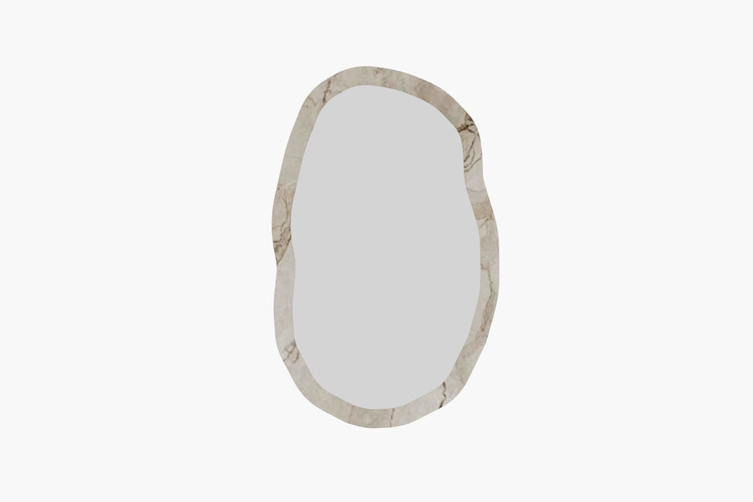 NORDVÄRK Lossa vægspejl organisk spejlglas og hvid MDF 86x52