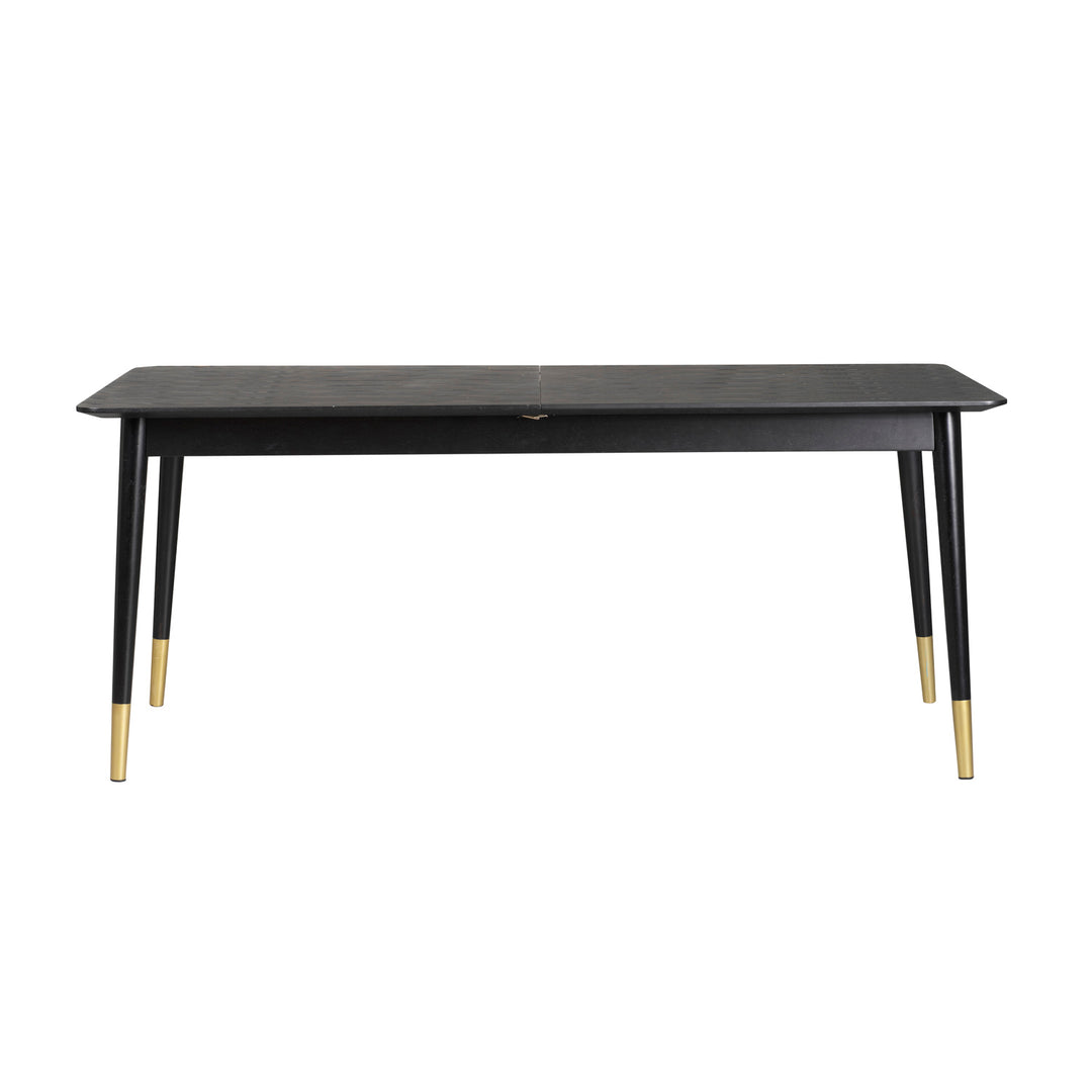 ROWICO Fenwood spisebord m. 2 tillægsplader sort asketræsfiner og egetræ guld metal 180 260 x90