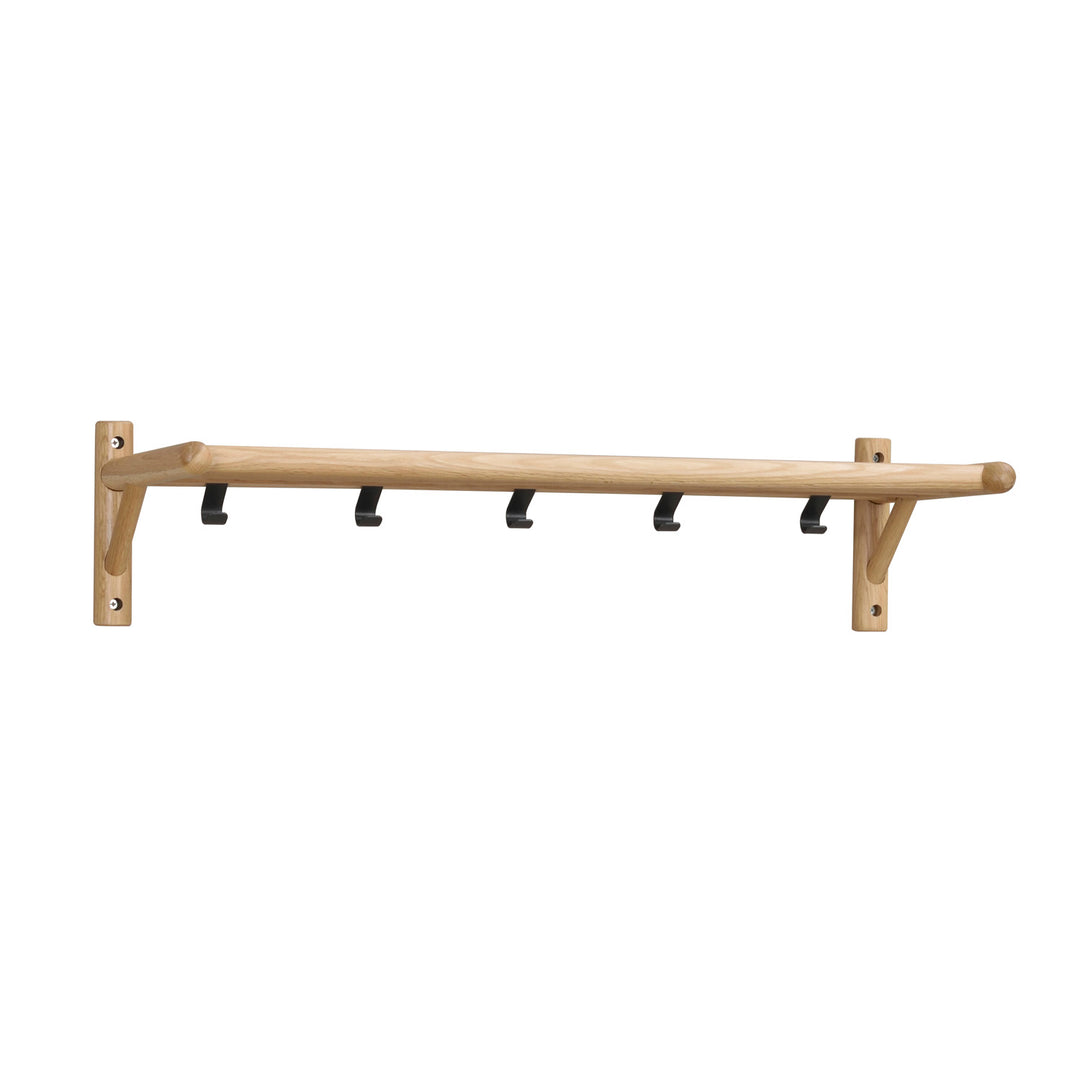 ROWICO rektangulær Milford hattehylde m. 5 knager natur eg og sort metal 80cm