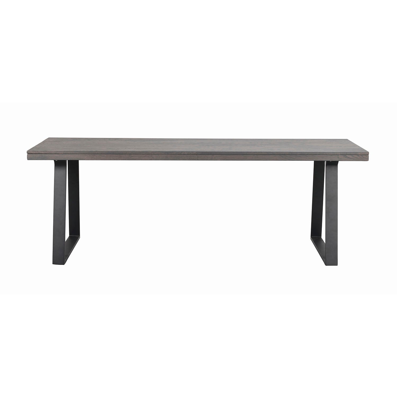 Produktbillede af ROWICO Brooklyn rektangulær spisebord m. udtræk mørkt egetræ m. U-ben i sort metal 220x95 i premium kvalitet