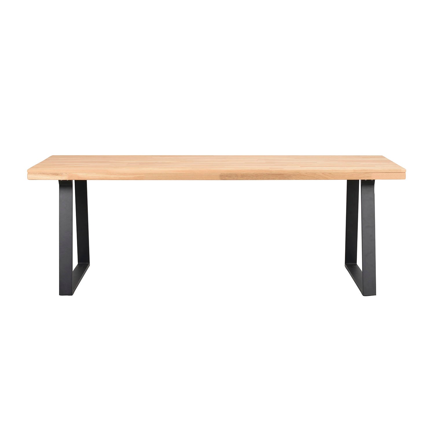 Produktbillede af ROWICO Brooklyn rektangulær spisebord m. udtræk lakeret egetræ m. U-ben i sort metal 220x95 i premium kvalitet