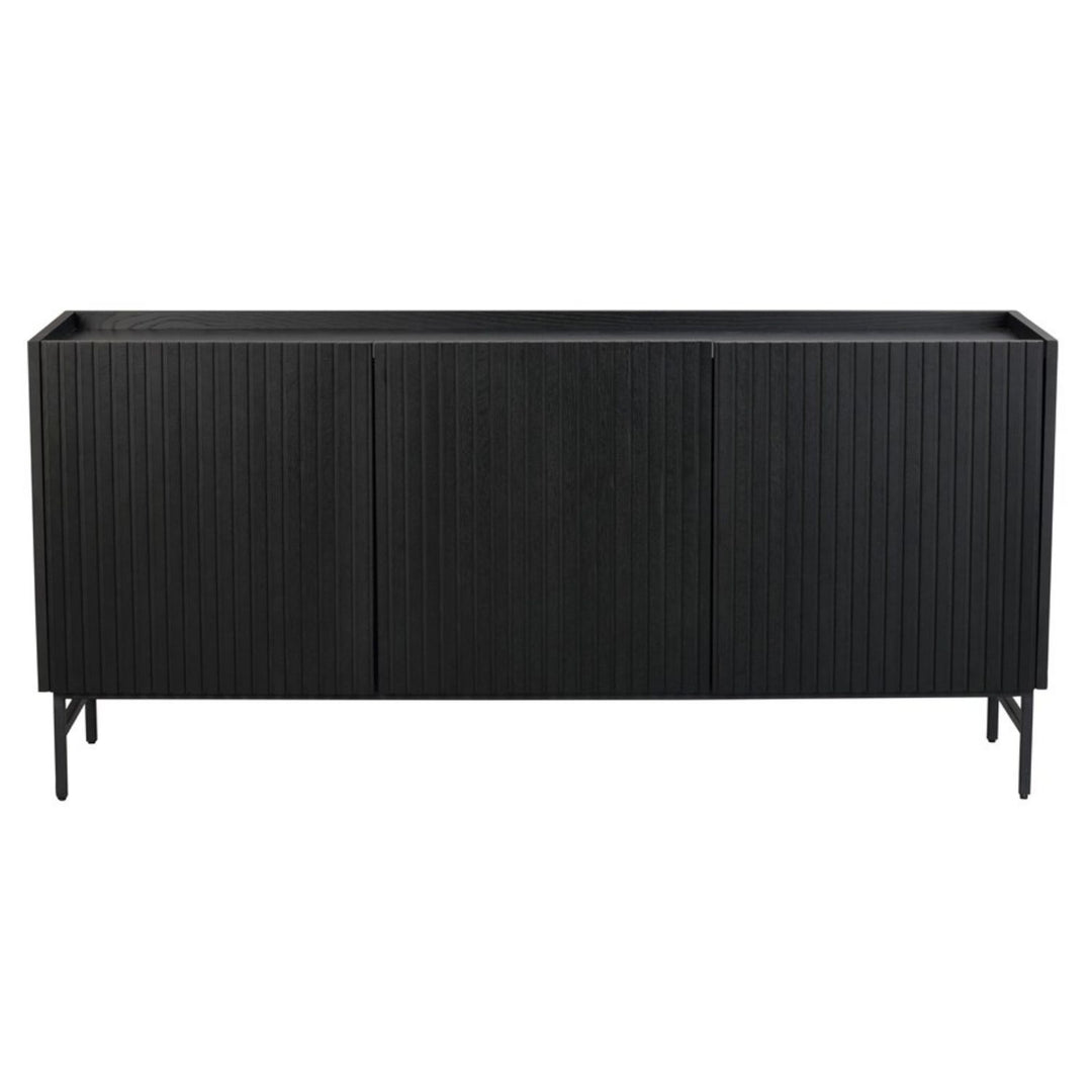 ROWICO Lancaster skænk m. 3 låger sort træ og sort metal 160x75