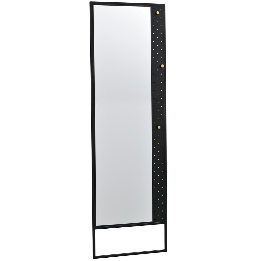 ROWICO Malone gulvspejl m. guldknopper spejlglas og sort metal 53x170