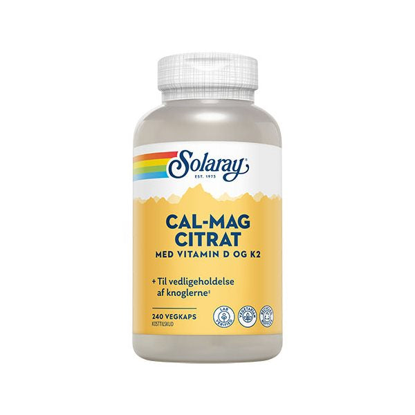 Produktbillede af Solaray Cal-Mag Citrat m. D- og K2-vitamin 240 kaps på tilbud