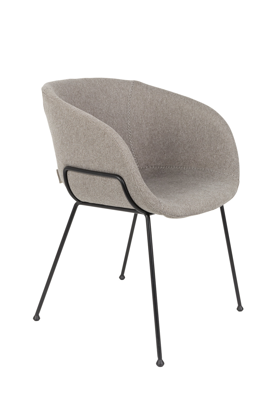 ZUIVER Feston lænestol m. armlæn grå polyester og sort stål