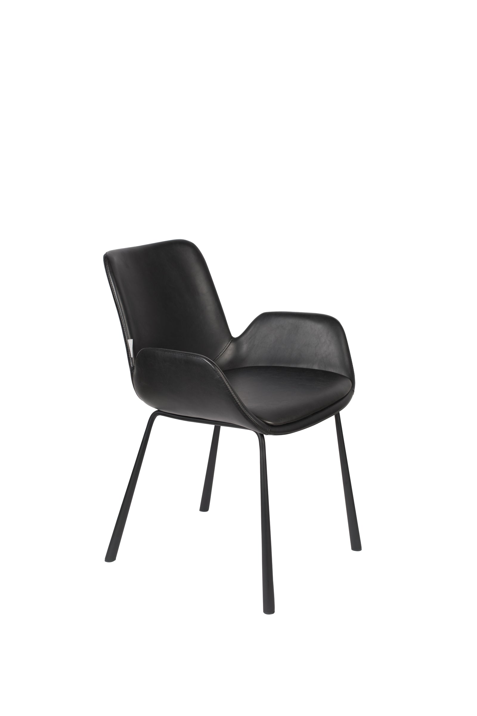 Produktbillede af ZUIVER Brit LL spisebordsstol m. armlæn sort PU og sort stål i premium kvalitet