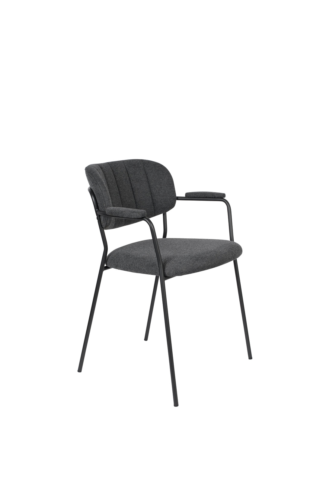 WHITE LABEL LIVING Jolien spisebordsstol m. armlæn mørkegrå polyester/nylon og sort stål