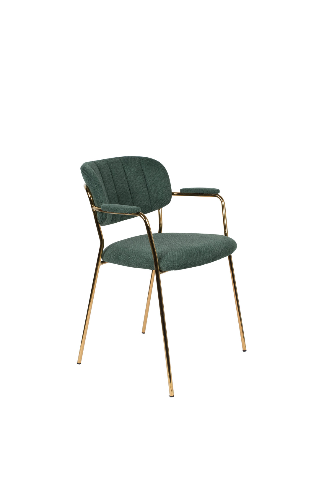 WHITE LABEL LIVING Jolien spisebordsstol m. armlæn mørkegrøn polyester/nylon og guld stål