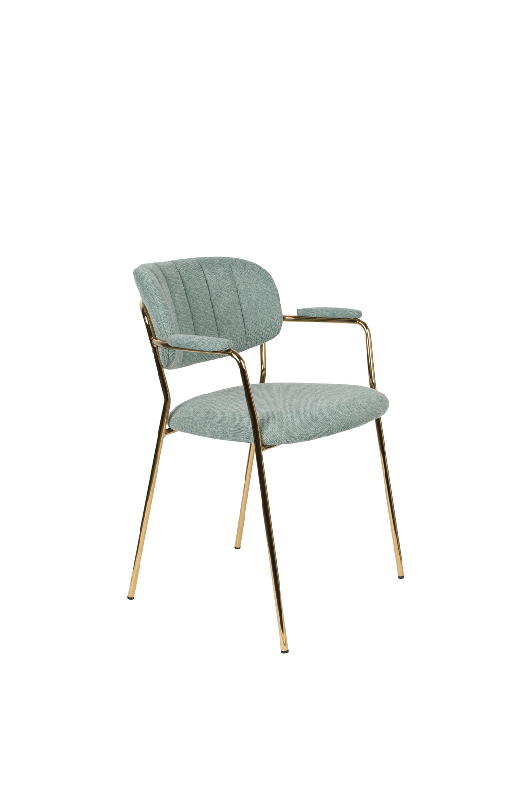 WHITE LABEL LIVING Jolien spisebordsstol m. armlæn lysegrøn polyester/nylon og guld stål
