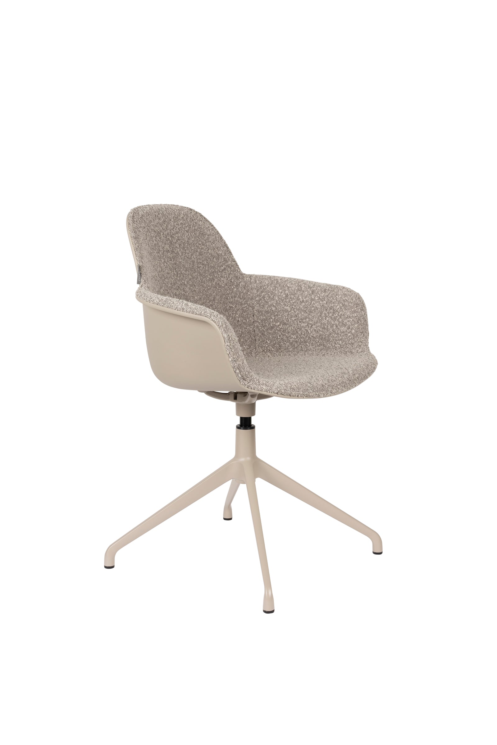 Produktbillede af ZUIVER Albert Kuip spisebordsstol m. armlæn og drejefunktion taupe polyester og taupe aluminium i premium kvalitet