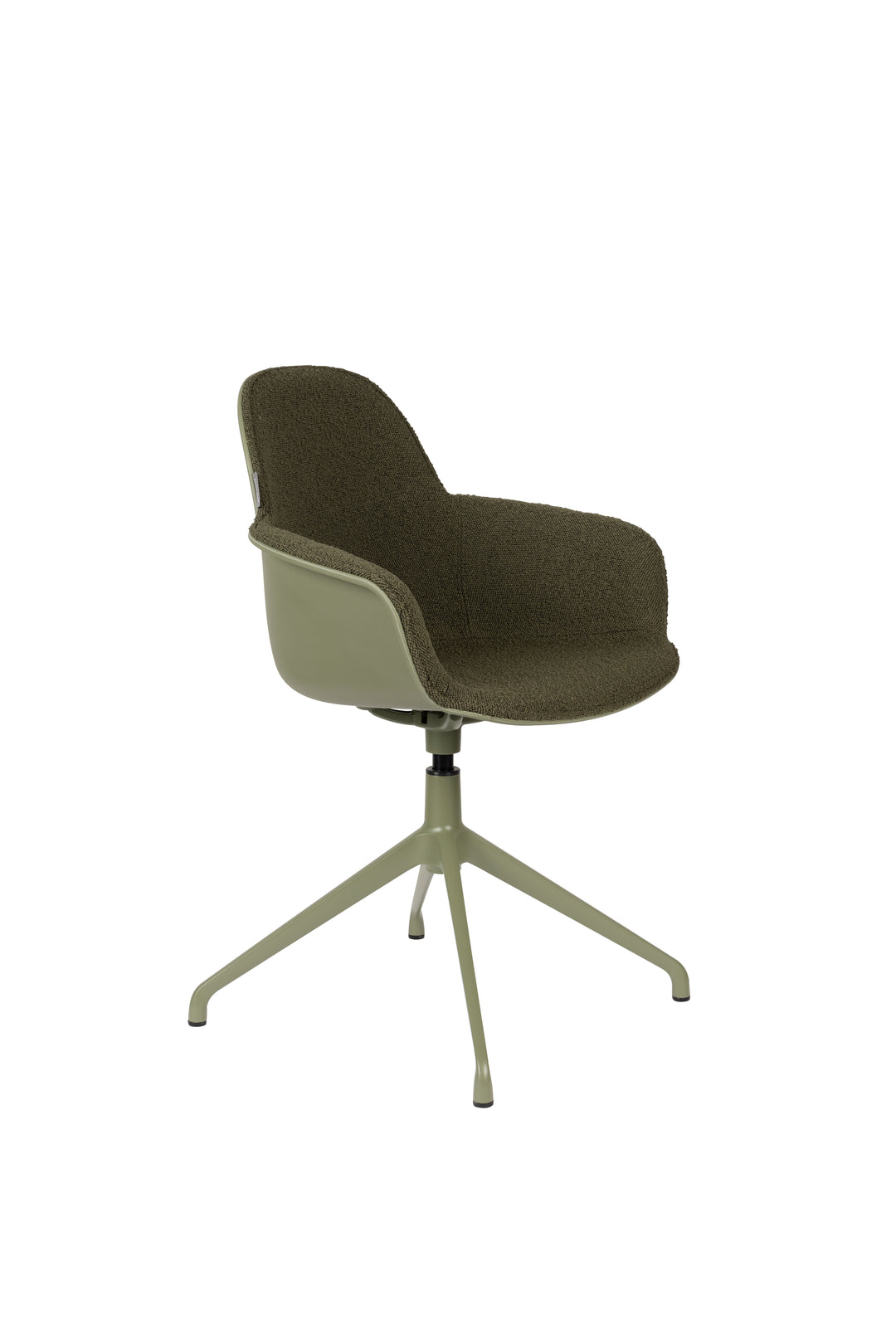 ZUIVER Albert Kuip spisebordsstol m. armlæn og drejefunktion grøn polyester og grøn aluminium