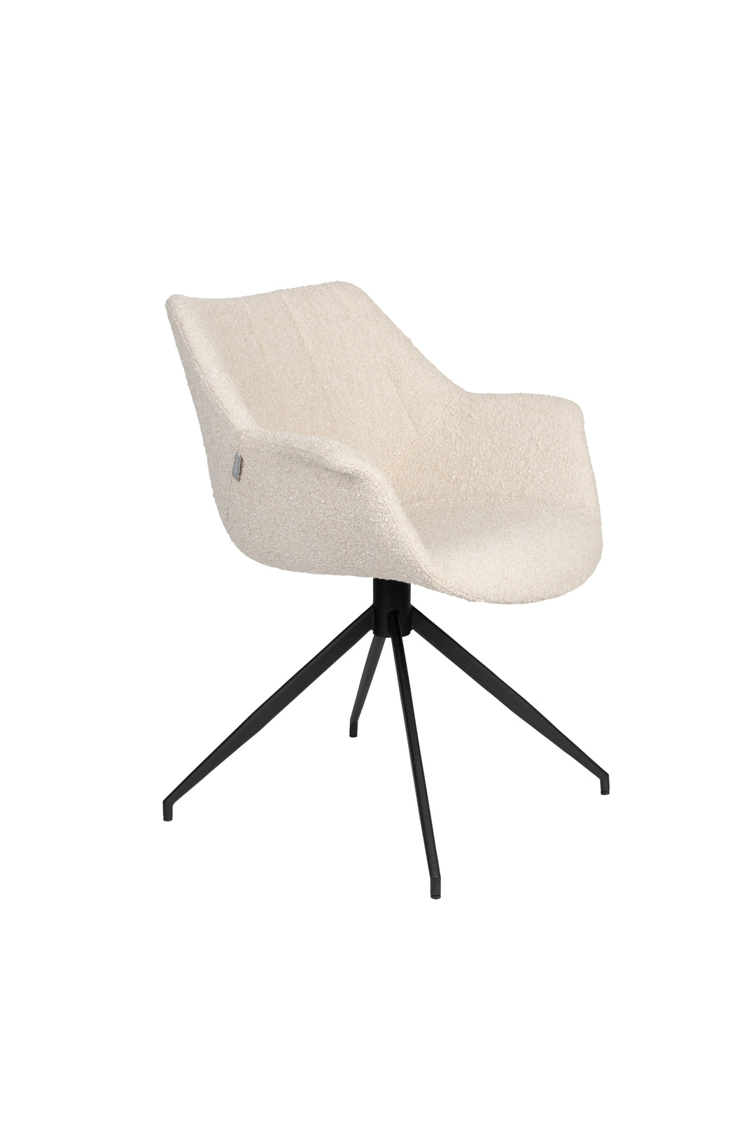 ZUIVER Doulton Swivel drejestol m. armlæn natur polyakryl/polyester og sort stål
