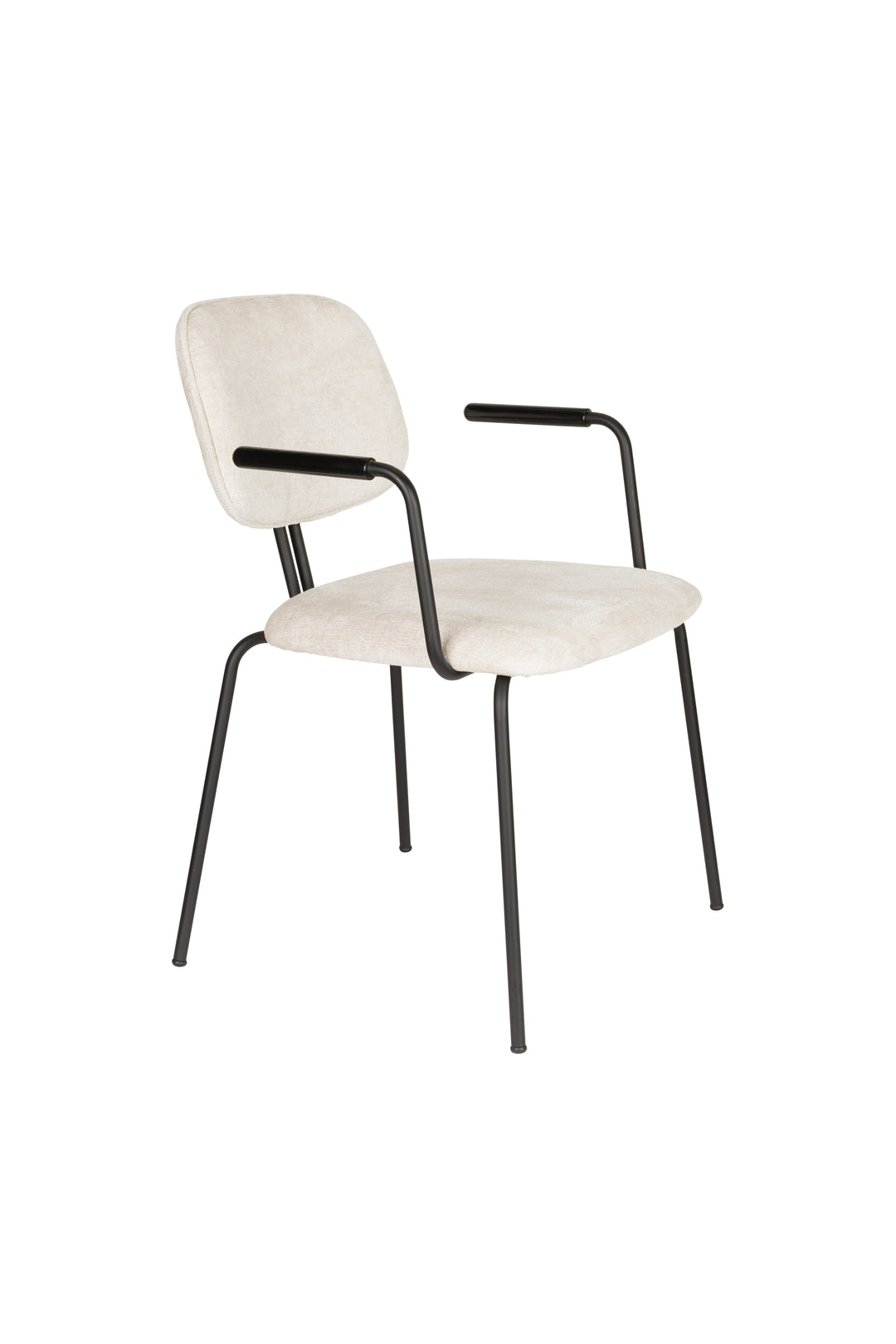 WHITE LABEL LIVING Bouton spisebordsstol stabelbar m. armlæn offwhite polyester og sort jern