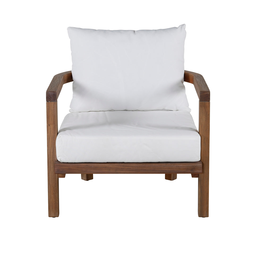 VENTURE DESIGN Erica havestol m. armlæn og hynder offwhite polyester og brun akacietræ