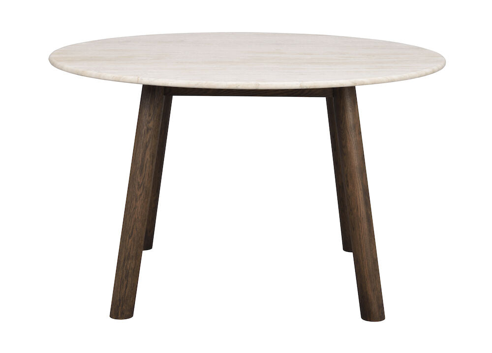 ROWICO Taransay spisebord rund beige travertin og brun eg Ø125