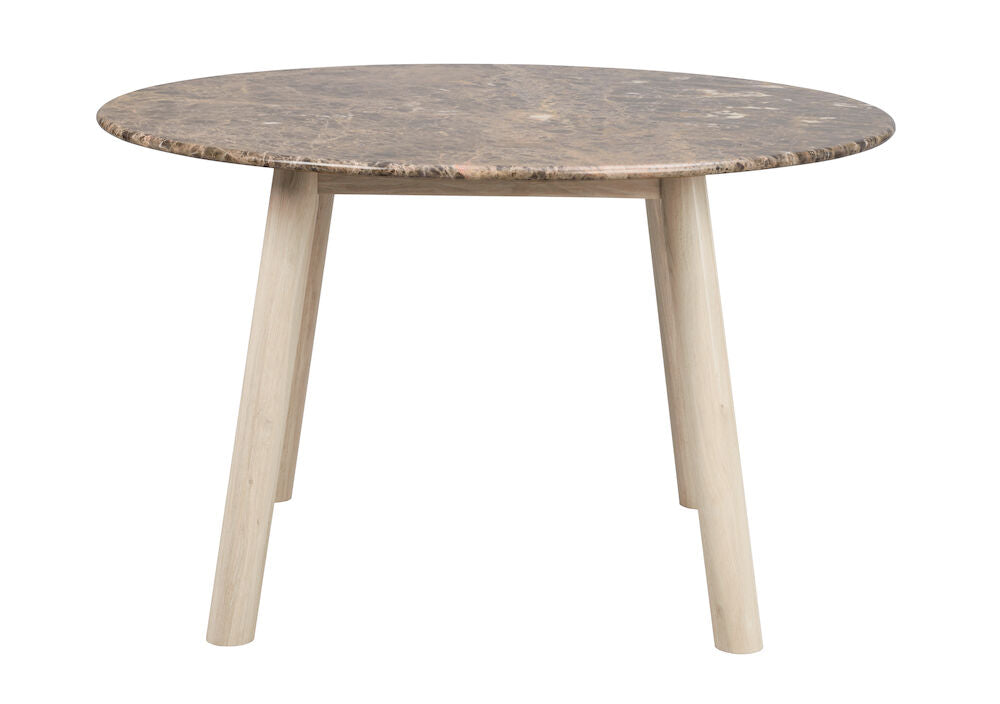 ROWICO Taransay spisebord rund brun marmor og hvidvasket eg Ø125