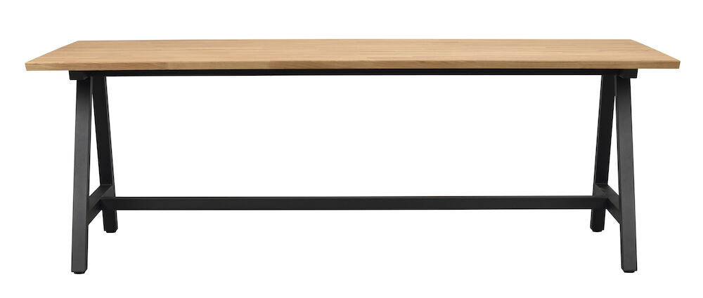 ROWICO Carradale spisebord m. udtræk natur eg og sort metal 220x100
