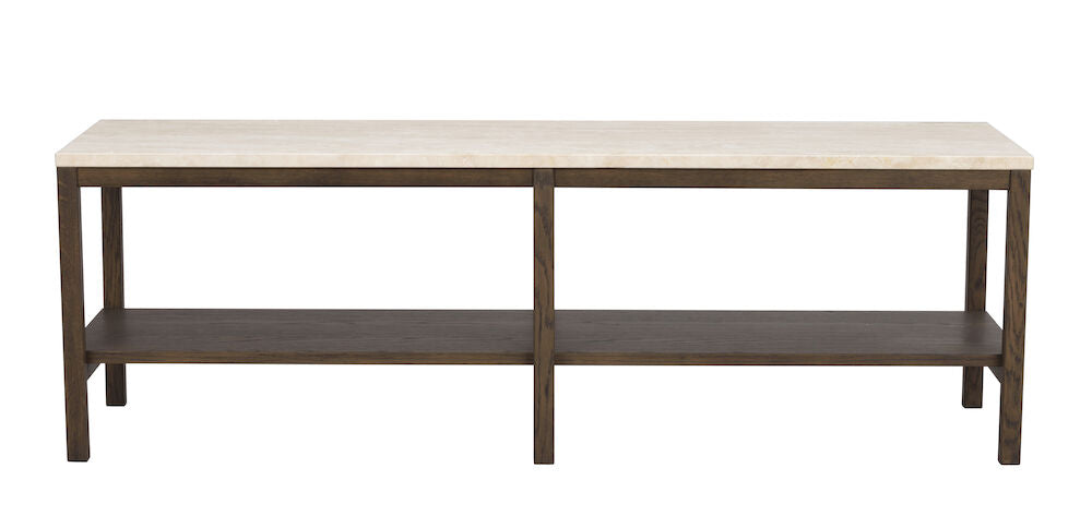 ROWICO Orwel konsolbord m. hylde beige travertin og brun eg 140x40