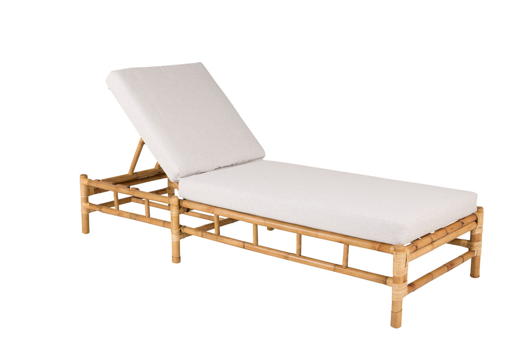 VENTURE DESIGN Cane liggestol m. lysegrå hynde natur bambus 210x72