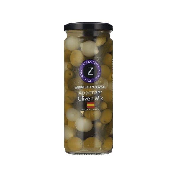Produktbillede af Forrett Oliven Mix 485g Zelected på tilbud i premium kvalitet