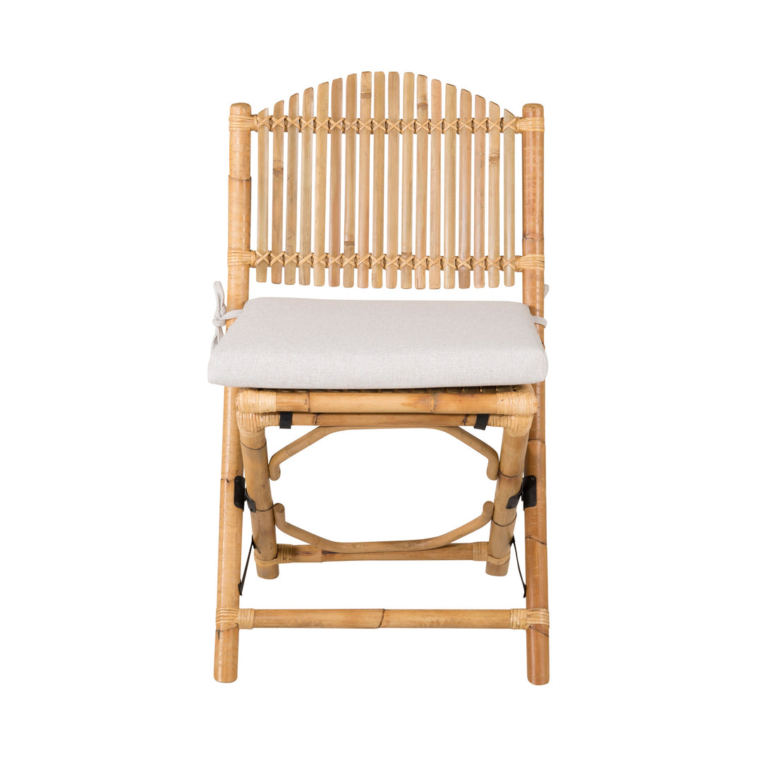 VENTURE DESIGN Cane foldestol til haven m. hynde grå stof natur bambus og rattan