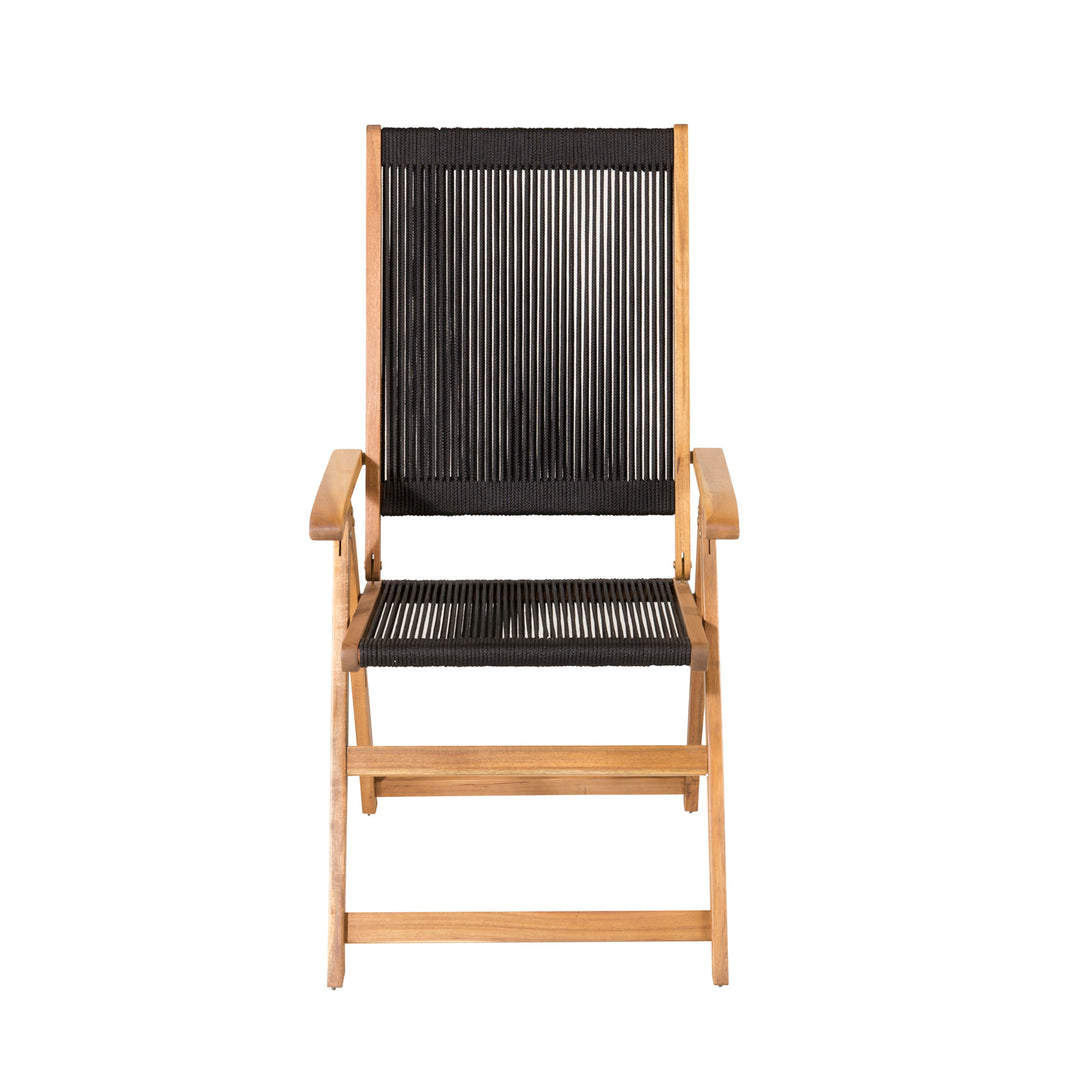 VENTURE DESIGN Little John 5 pos. havestol m. armlæn sort reb og natur akacietræ