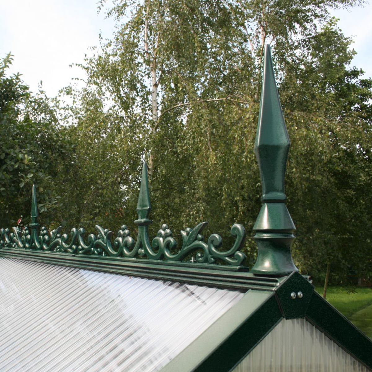 Produktbillede af Rygningsdekoration til Drivhus Model Typ II Grangrøn RAL 6009 på tilbud i høj kvalitet