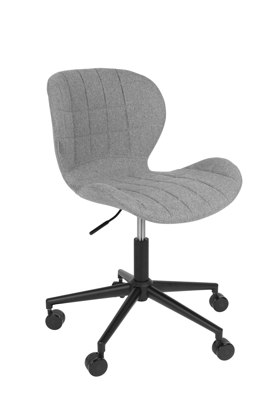 ZUIVER OMG kontorstol højdejusterbar m. hjul grå polyester og sort metal