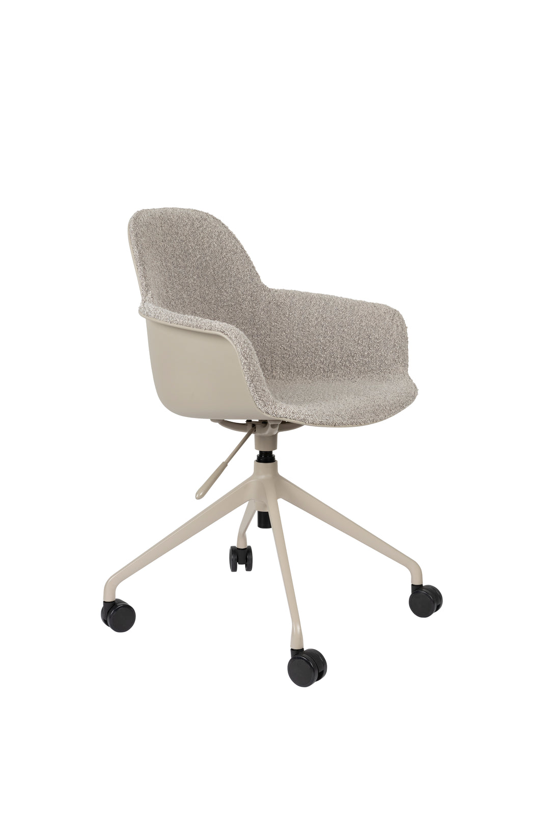 ZUIVER Albert Kuip kontorstol m. armlæn og hjul taupe polyester og taupe aluminium