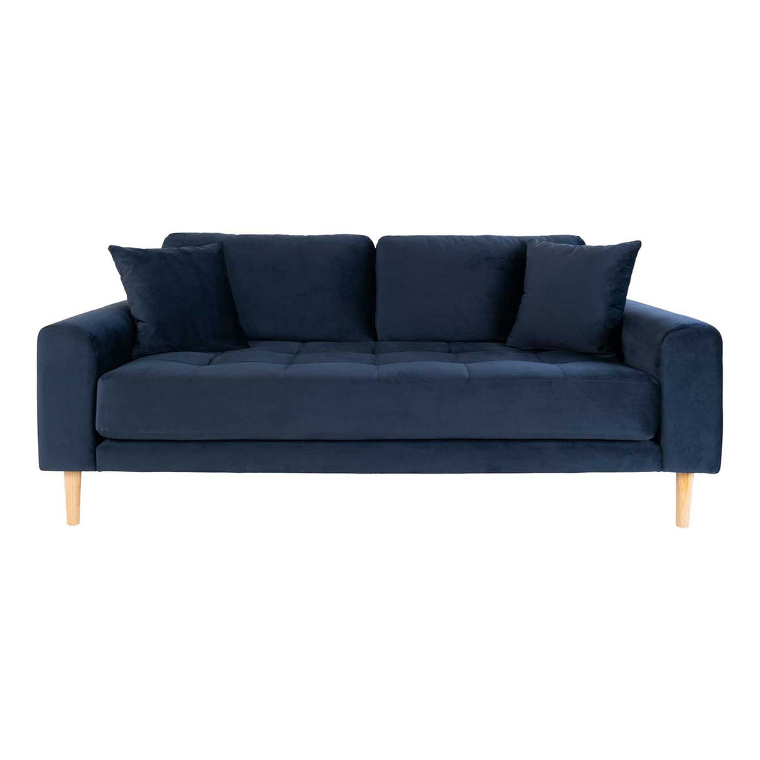 HOUSE NORDIC Lido 2,5 pers sofa mørkeblå velour og natur træ
