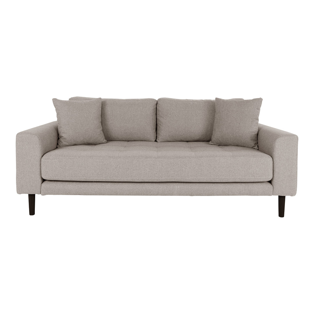 Produktbillede af HOUSE NORDIC Lido 2,5 pers. sofa m. 2 puder stone polyester og sort træ i premium kvalitet