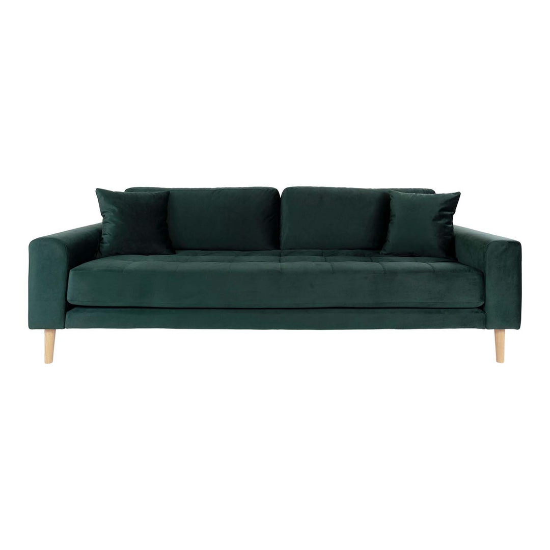 HOUSE NORDIC Lido 3 pers sofa mørkegrøn velour og natur træ